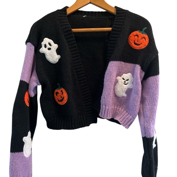 SHEIN Black and Purple Halloween Cardigan - Picture 1 of 7